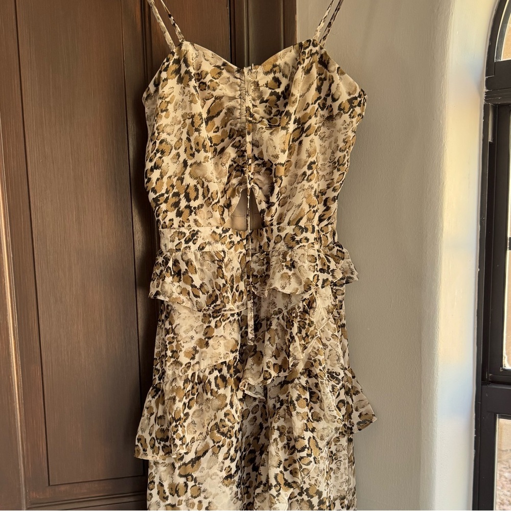 Bardot Tan Ruched Spaghetti Strap Sundress